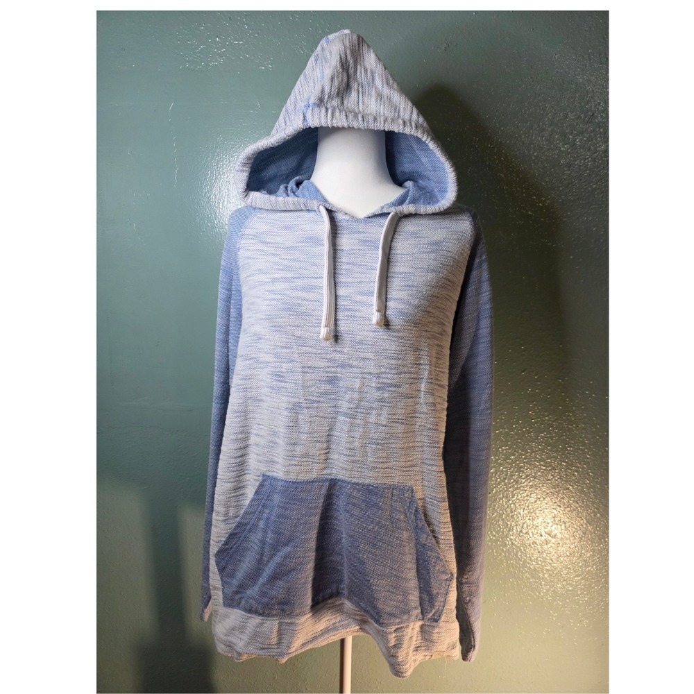 Free Planet Pullover Hoodie Blue Marled Slub Knit Mens XL W24 L29